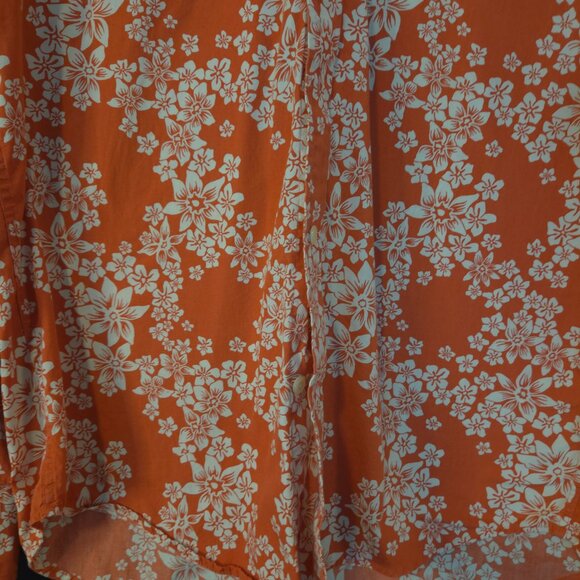 Express Men’s Long Sleeve Size S Dress Shirt  Orange W White Flowers Button Up - Picture 6 of 9